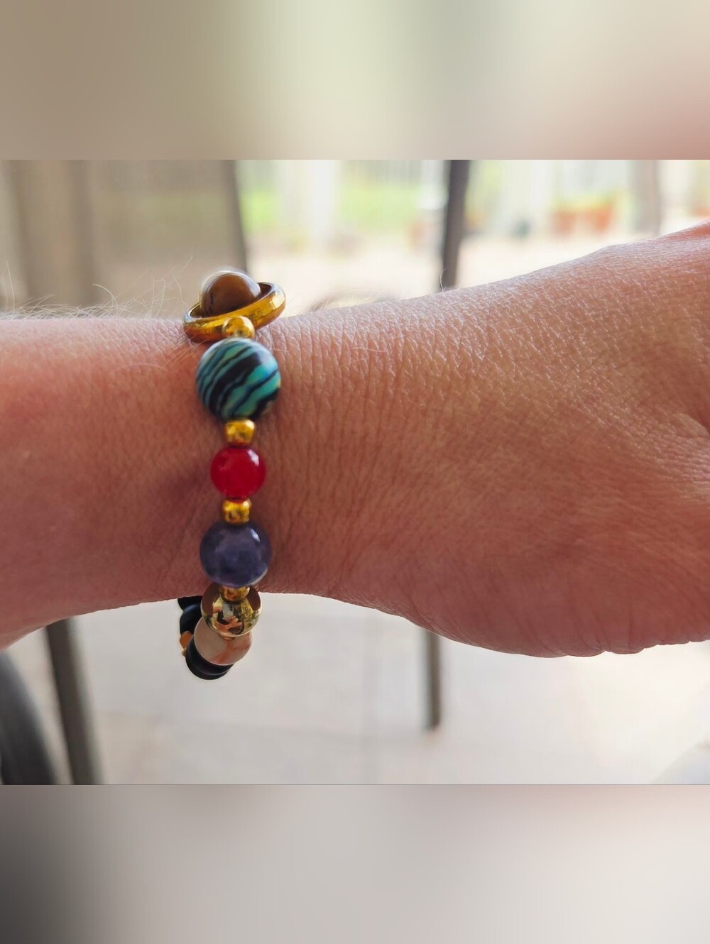 NWO Aries Zodiac Solar System Beaded Stretch Bracelet 3". - Picture 4 of 6